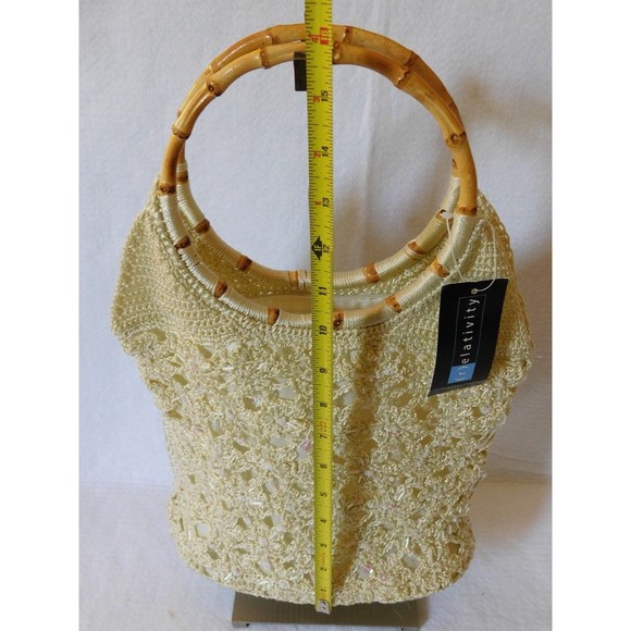 Relativity Purse Handbag Macrame Wood Handle Bag - Picture 13 of 14